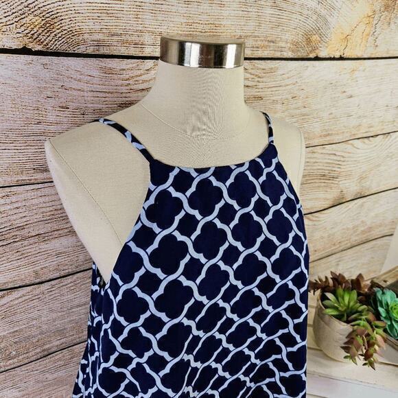 Emmelee Layered Navy White Jacquard Tank Top Size Medium - Picture 3 of 8